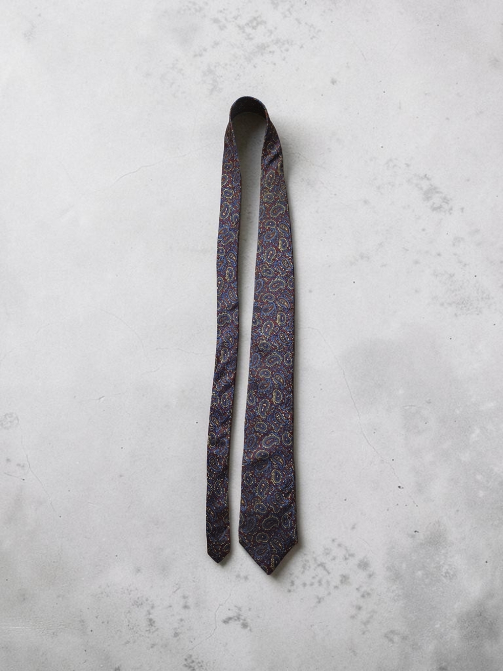 DAKS London New York 100% Silk Paisley Necktie Burgundy Blue Gold Classic / T04